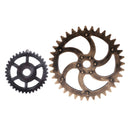 2PCS Retro Wall Hanging Decorative Wooden Gear Home Collectible 29/12cm