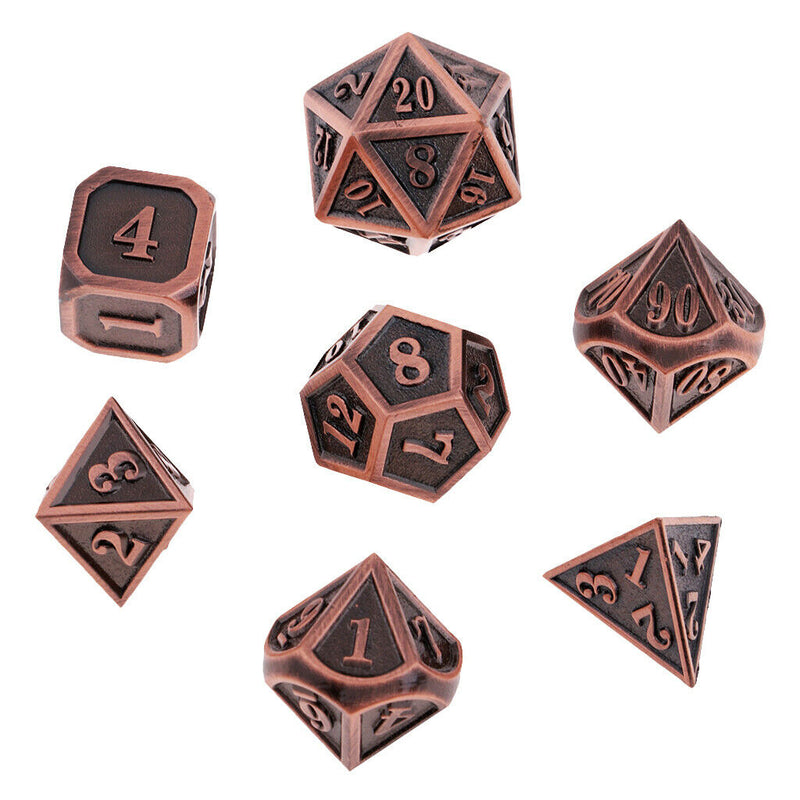 Zinc Alloy Multi Sided Dice Set D4 D6 D8 D10 D12 D20 for D&D RPG Role play -