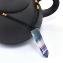 Healing Chakra Reiki Stone Natural Fluorite Wand Crystal Quartz Pendant Necklace