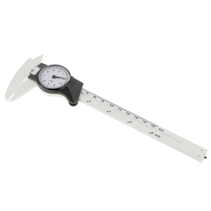 150 mm 6 inch Dial Caliper Plastic Vernier Meter Outside Inside   Black