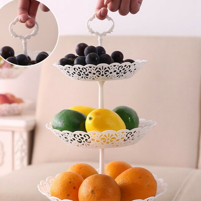 1 Set Of 3-Tier Fruit Plate Cake Holder Fruit Stand Beautiful Home Decorati