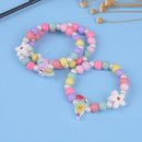3Pcs Cartoon bird flower wood beads girls jewelry set kids children bracelet ME