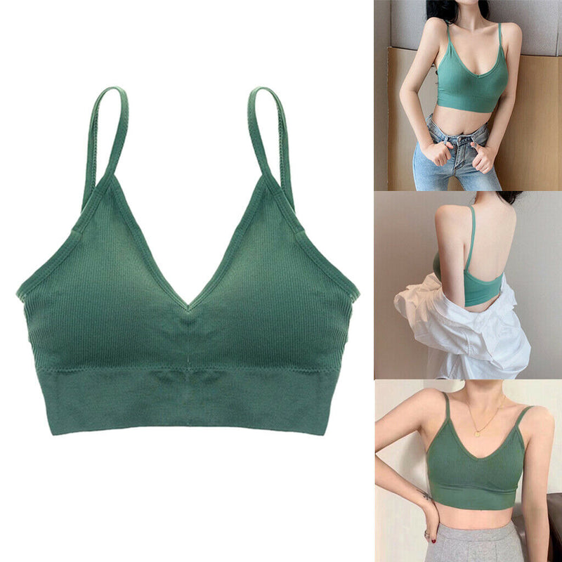 3 Pack Womens V Neck Padded Bralette Comfort Bra