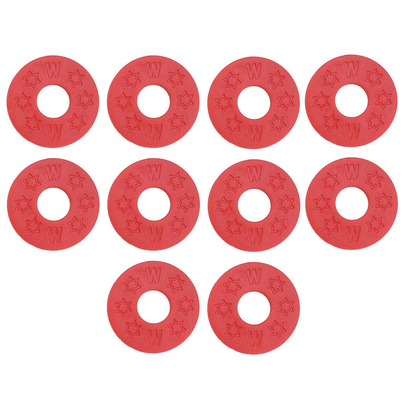 Pack of 10 Guitar Bass Strap Block Rubber Safety Strap Lock Washer Red