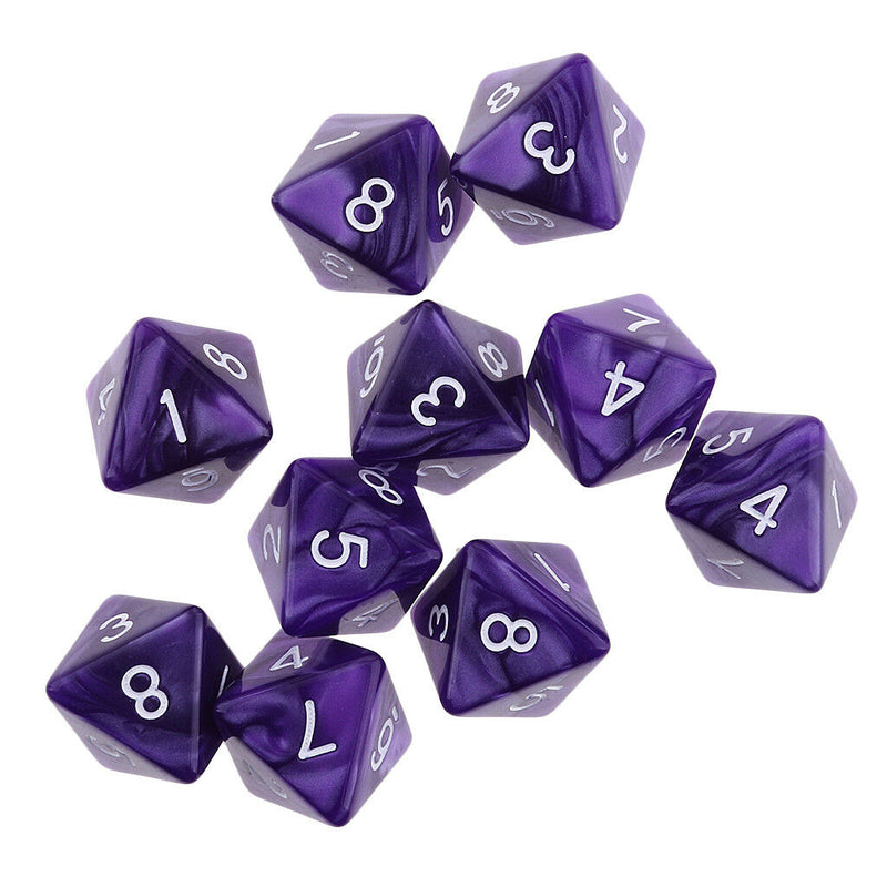 10pcs 8 Sided Dice D8 Polyhedral Dice for  Dice Purple