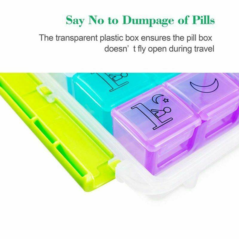 Weekly AM/PM Pill Box, Portable Travel Pill Organizer (7-Day / 4-Times-A-Da H9T7