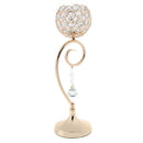 Golden Globe Pillar Crystal Bling Candle Tea Light Holder Wedding Decor 35cm