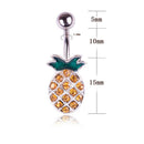 Pineapple Steel Navel Rings`Crystal Belly Button Ring Bar Body Piercing Jewe FT