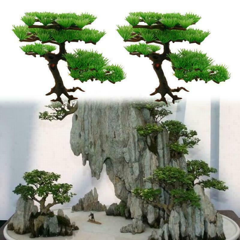 1xArtificial Plastic Bonsai Pine Tree Fish Tank Decors Aquarium Home Accessories