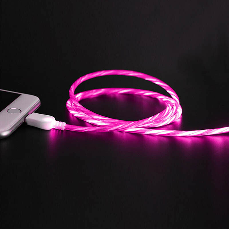 Luminous Streamer Micro-USB Fast Charging Data Cable For Android Z Pink K9E5