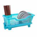 Blue Kitchen Sink Dish Drying Rack Drainer Washing Holder Basket Organizer