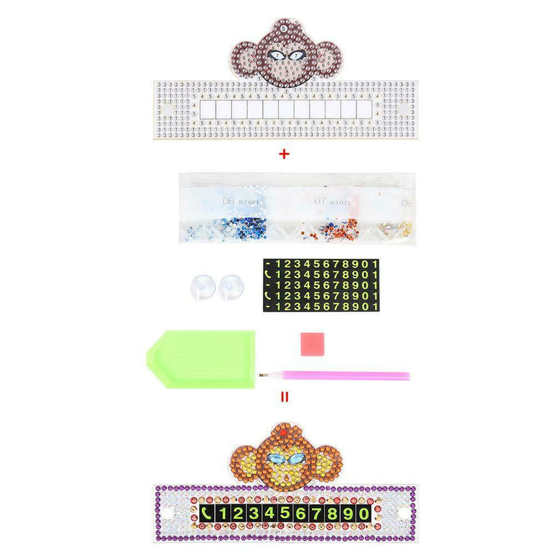 DIY Monkey Special Shaped Diamond Painting Luminous Parking Number Plate