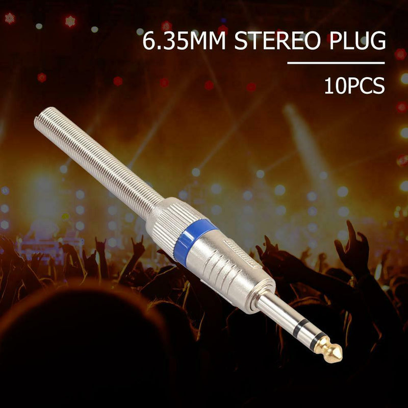 10pcs 6.35mm Stereo Amplifier Microphone Plug Jack Stereo Audio Connector