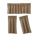 3Pcs Brown Rod Pocket Short Tier Curtains Panels Half Drapes for Bathroom