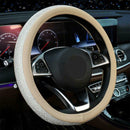 1 White 38CM Car Crystal Steering Wheel Cover PU Leather Rhinestones Beige Bling