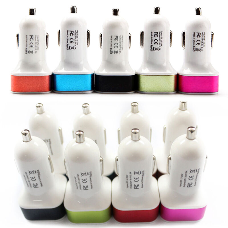 Dual USB Port 2.1A Compact Fast Car Charger Tablets Phones Rapid Quick Char B5Z4