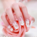 24Pcs Acrylic design french nail full cover nail tips false art crystal diamon,a
