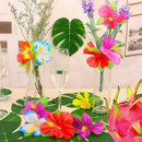 72 Pcs Palm Leaves with Hibiscus Flowers for Hawaiian Party Jungle Beach Th