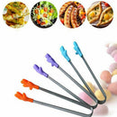 4 pcs Stainless Steel Food Clip Hanging Hand Silicone Tongs Vegetable Fruit M6G2