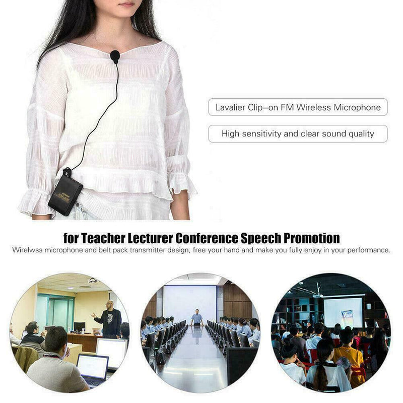 Lavalier Lapel Collar Clip-on FM Wireless Microphone System Mic Amplifier P5L4