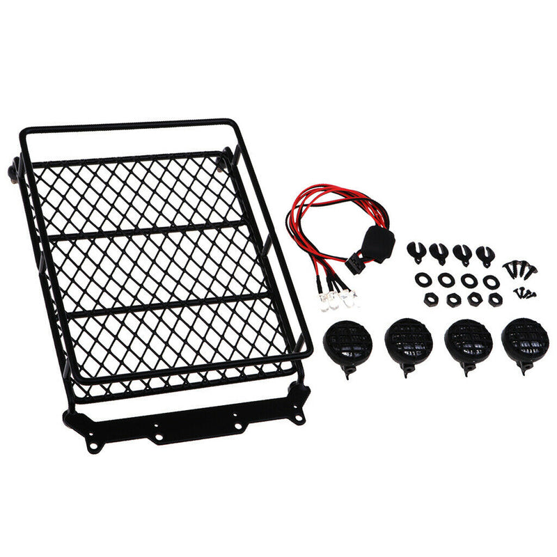 1/10 Roof Rack w/ LED Light Kit for Axial SCX10 D90 CC01 Rock Crawler Accs B