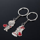 Couple Gift Key Ring Fob Metal Bride Groom Heart Love Keychain 1 Pair FT