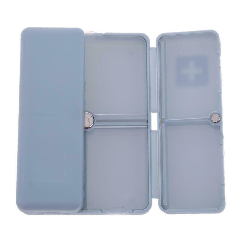 7 Grids Weekly Pill Box Magnet Lid Tablet Storage Box Pill Splitter(Blue)