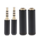 2x 3.5mm 4 Pole Male + Female Repair Headphone Jack Metal Soldering Black