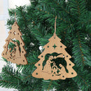 10-Pack Wood Hollow Christmas Tree Hanging Wedding Xmas Party Home Decor