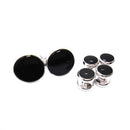 Men's Classic Round Tuxedo Shirt Studs Set and Cufflinks, with Black Center