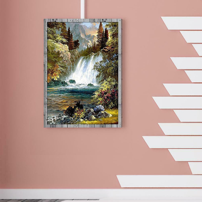 Waterfall Full Drill Round Diamond Painting DIY Needlework Cross Stitch Set