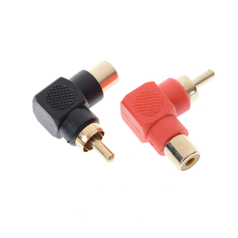 2pcs RCA Right Angle Male to Female Phone Adapters AV Plug Connector 90Degr NMTE