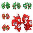 6Pcs Girl Christmas Holiday Gift Snowflake Ribbon Hair Bows Clip Girl Hairpin MO