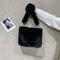 Women Plush Messenger Bag Big Capacity Fluffy Shoulder Handbags (Black)