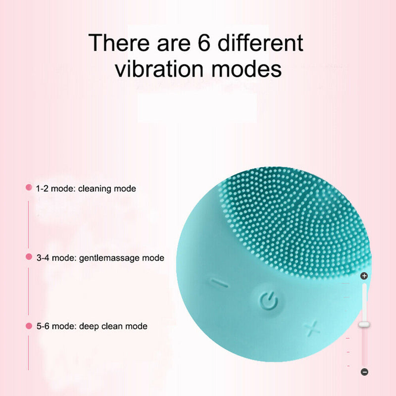 Electric Silicone Facial Cleansing Instrument Vibration Face Washer (Green)