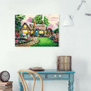 Painting By Numbers Kit DIY Village Cottage Canvas Oil Art Picture Craft
