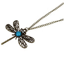 Beautiful Lovely Bronze Hollow Wings Dragonfly Pendant Long Chain Necklace  T4V4