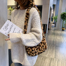 Fashion Leopard Print Crossbody Bag Women Plush Autumn Winter Pouch (Brown)