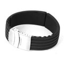 20mm Waterproof Stripe Pattern Silicone Watch Band Strap (Black)