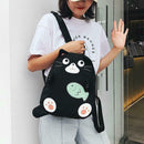 Fashion Cat Print Travel Backpacks Women Canvas Shoulder Top-handle Bags