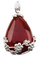 Women Angel Tears Water Drop Semi-Precious Gemstones Pendant -Red Agate
