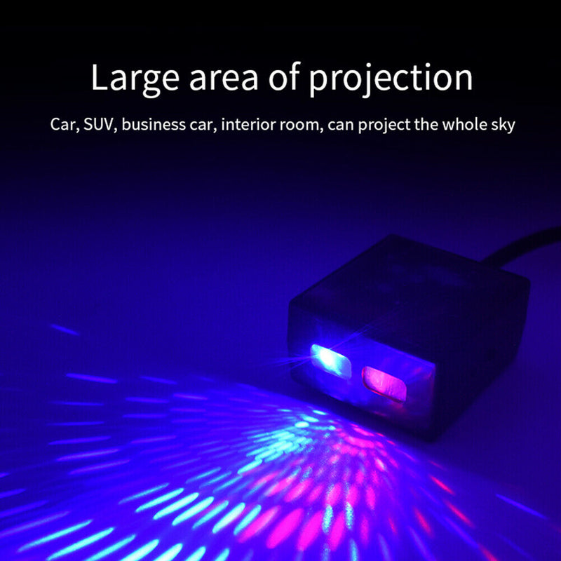 USB Car Ceiling Atmosphere Light 2-Color Starry Sky Ambient Lamp (Red+Blue)