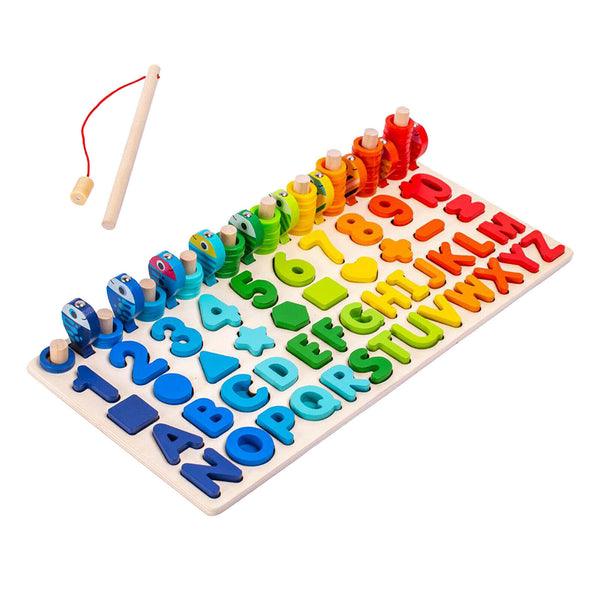 Shape Sorter Game Preschool Education Math Stacking Block 6 in 1 Learning Wood