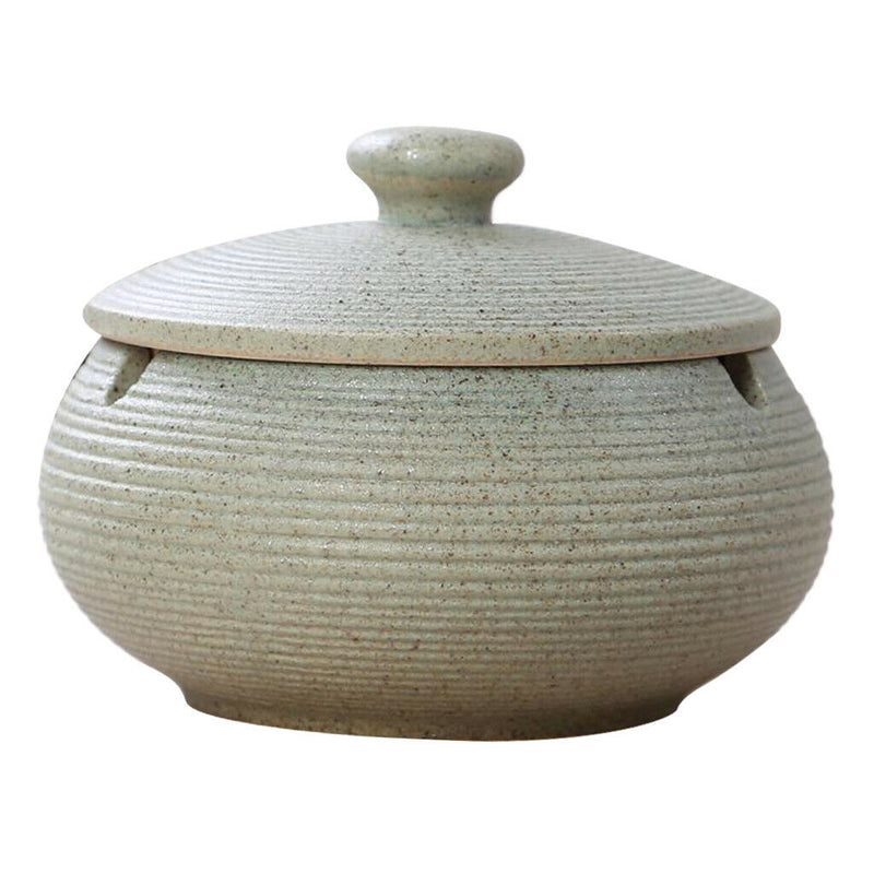 2pcs Ceramic Ashtray With Lid & Water Tank Windproof Ash Holder For Smoker