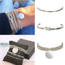 3pcs/set Knot Beads Open Hand Chain Women Wafer Pendant Bracelet Jewelry