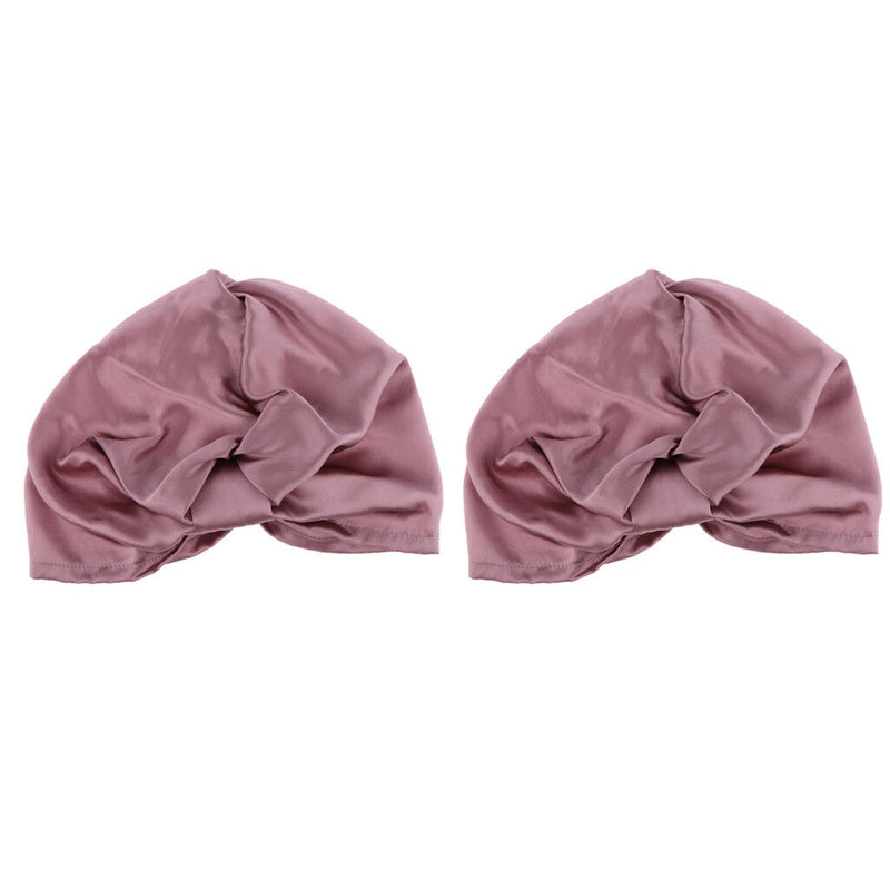 2pcs/set Women's Silk Sleeping Cap Night Sleep Hats Hair Care Scarves Bonnet