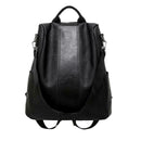 Women Backpack PU Leather School Shoulder Bag Casual Rucksacks (Black)