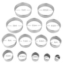 Stainless Steel Round Cookie Biscuit Cutter Set 14 Pieces Heavy Duty Dishwasher