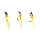 3Pcs Bass Fly Fishing Flies Panfish Popper Flies Single Hook Topwater Baits