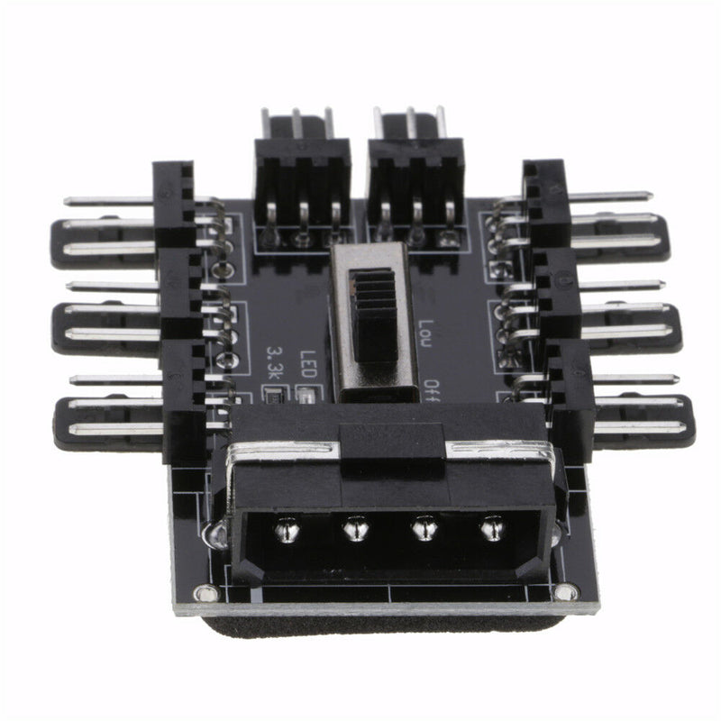 1 to 8 Channel Hub IDE Interface Power Splitter For 2A 12V 3Pin Fan 5.3*5*1.5 cm